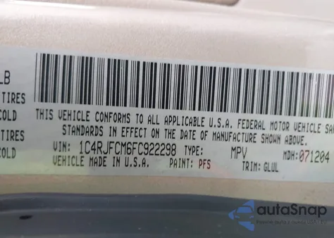 2015 Jeep Grand Cherokee Overland из США, поврежденный, VIN 1C4RJFCM6FC922298